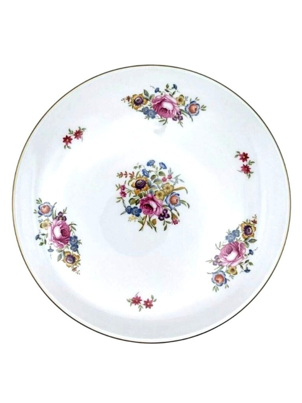 Royal Worcester Floral Cake Plate Bone China Porcelain Gold Trim England Vintage